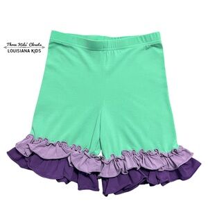 Southern Style 6Y Mint and Purple Ruffle Shorts